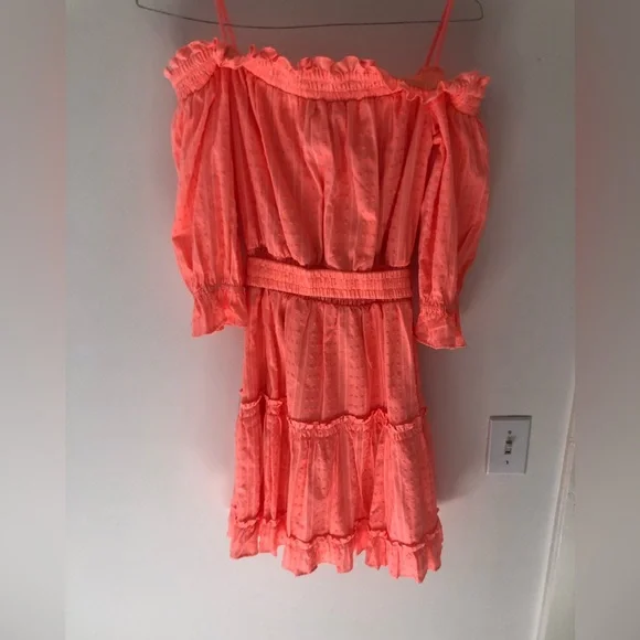 NWT Lilly Pulitzer Louisa Belted Off the Shoulder Mini Dress in Papaya Punch M - Picture 7 of 16